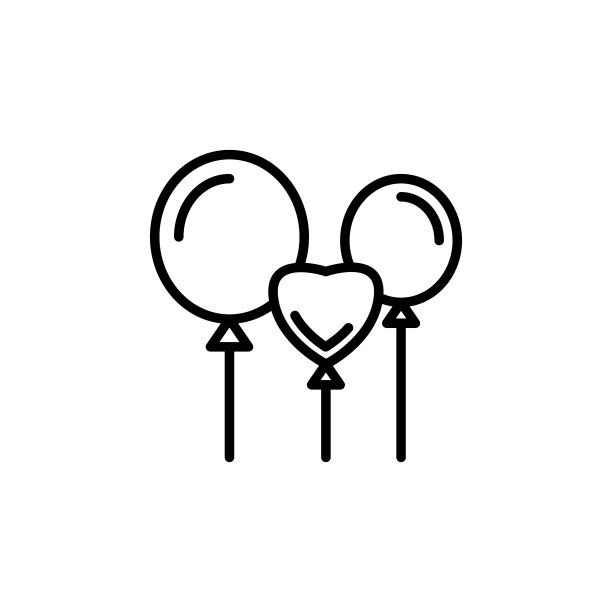 气球轮廓图标嘉年华和工具上的白色图片下载