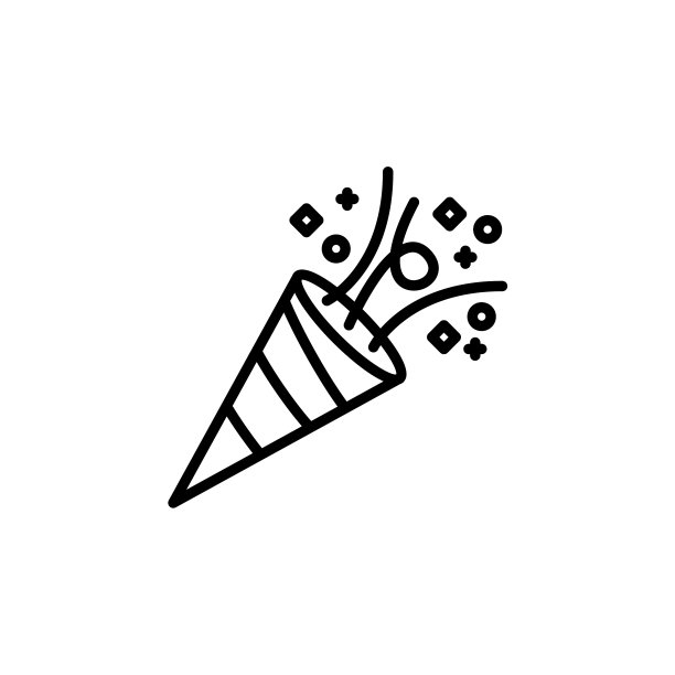 五彩纸屑轮廓图标嘉年华和工具上的白色图片下载