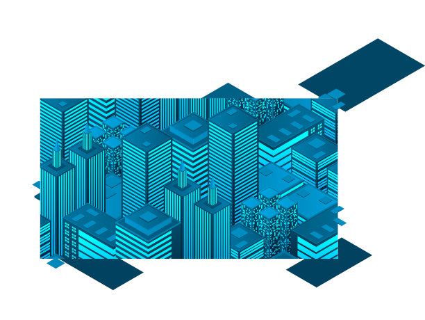 等距城市建筑与城市建筑图片下载