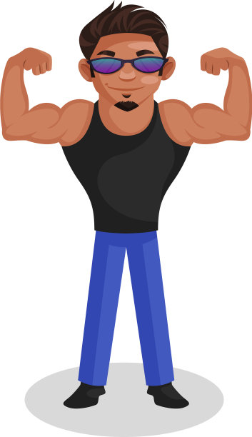 健美运动员卡通人物图片下载