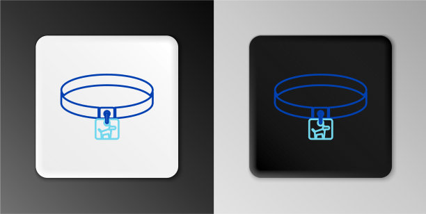 线狗项圈与姓名标签图标隔离图片下载