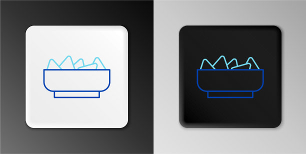 在碗图标孤立灰色的玉米片线图片下载