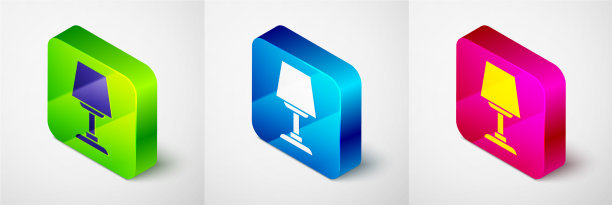 等距台灯图标孤立在灰色图片下载