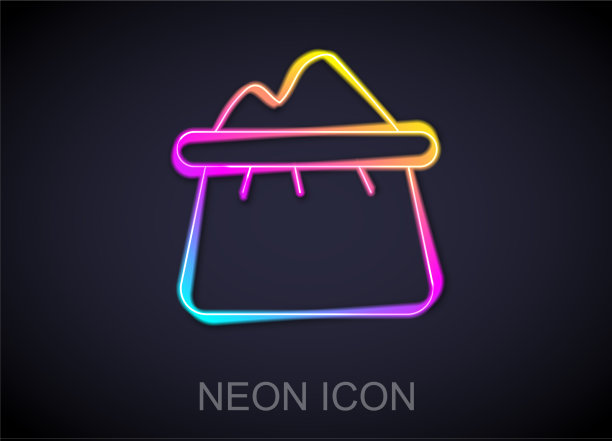 发光的霓虹灯线袋面粉图标孤立图片下载