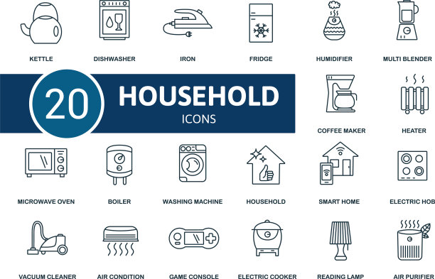 家居图标集包含可编辑的图标图片下载