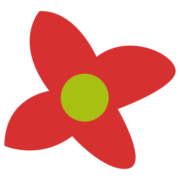 抽象手绘红色花与绿色中心图片下载