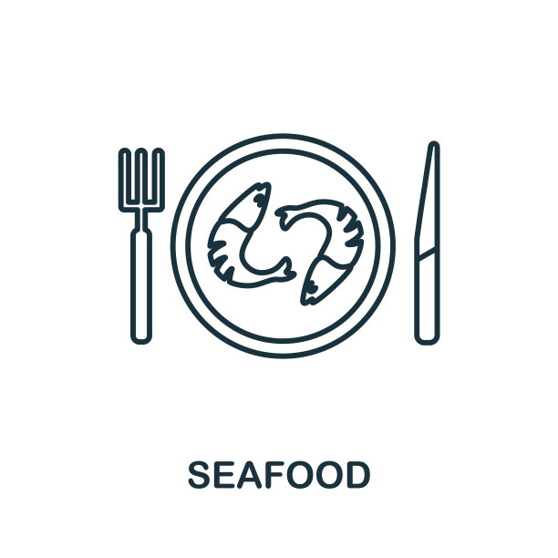 海产品图标简约线条元素海产品符号图片下载