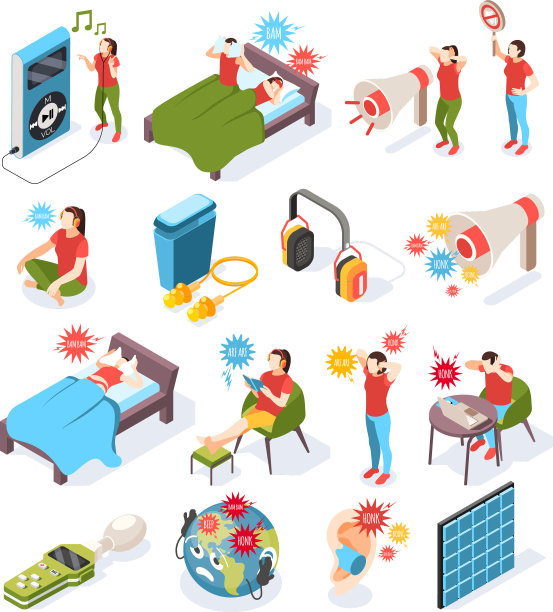 噪音污染图标集图片下载