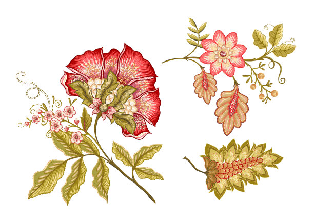 复古雅可比豆风格的梦幻花朵图片下载