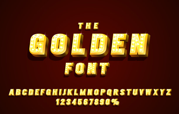 金色字体集合字母和数字图片下载