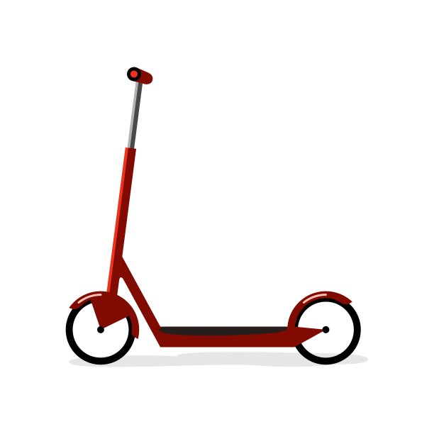 红色踢滑板车，孤立的插图在白色，简单的平面矢量图片下载
