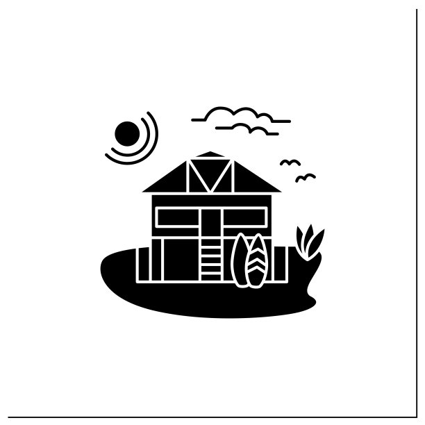 海滩小屋字形图标图片下载