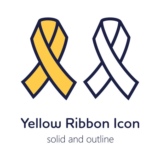 平坦的黄色图标，轮廓和固体矢量标志图片下载