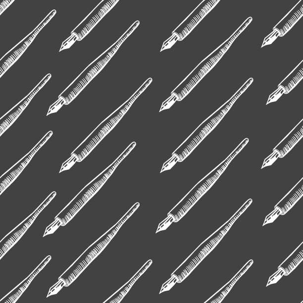 矢量无缝模式与钢笔图形线艺术插图图片下载