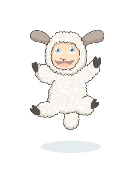 有趣可爱的白色绵羊跳跃在手绘风格。幼稚的创意印花装饰或卡片。矢量图形设计元素的儿童海报图片下载