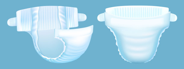 尿布是真实的。婴儿舒适白色软尿失禁尿吸收模式收集，3D矢量图片下载