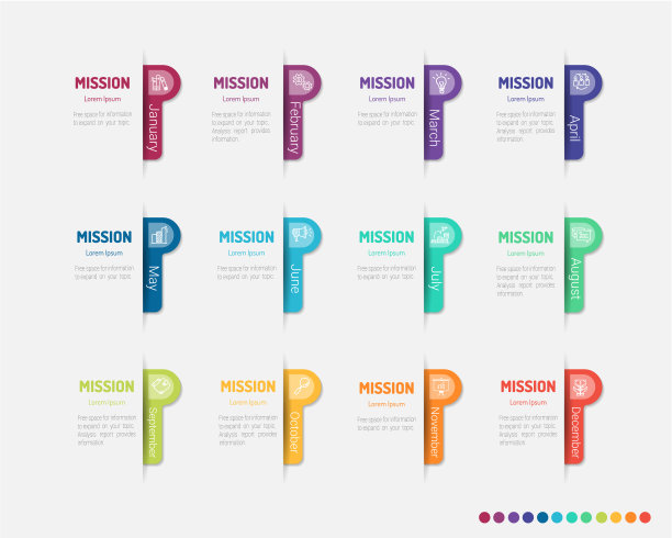 12个月的演示业务信息图表模板图片下载