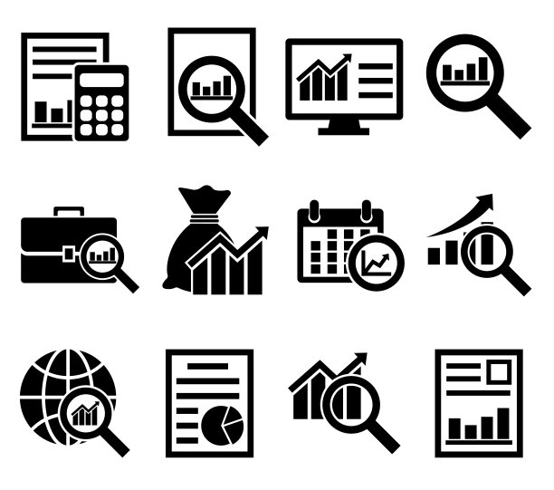 财务分析图标，logo在白色背景上隔离图片下载
