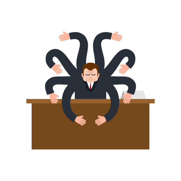 商人章鱼。他有八条胳膊。矢量图图片下载