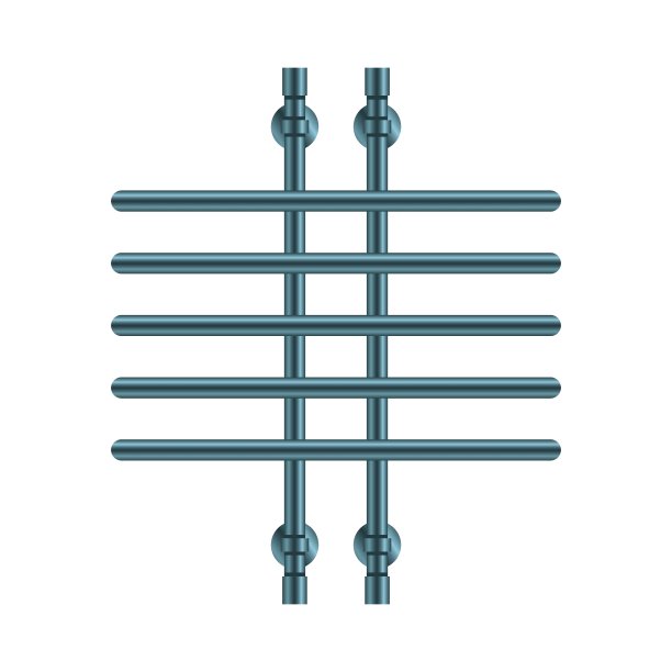 矢量插图加热毛巾轨道隔离在白色背景。逼真的金属盘管图标在平面卡通风格。现代铁制浴室中央暖气散热器。浴室用闪亮毛巾架。图片下载