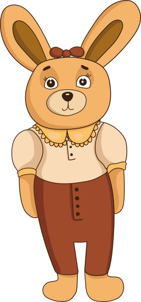 一个可爱的兔子，兔子的矢量插图，兔子的角色在美丽和可爱的衣服。图片下载