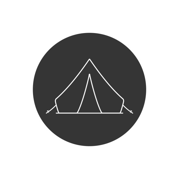 帐篷黑色标志线图标。矢量图图片下载