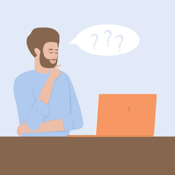 一个坐在笔记本电脑前犹豫不决的人图片下载