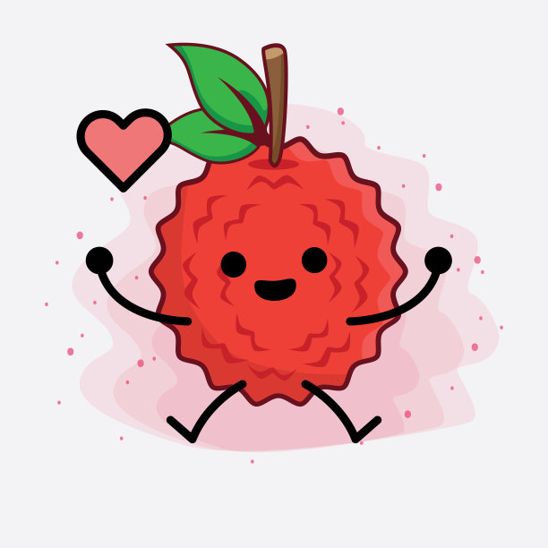 荔枝水果可爱的性格与简单的脸图片下载