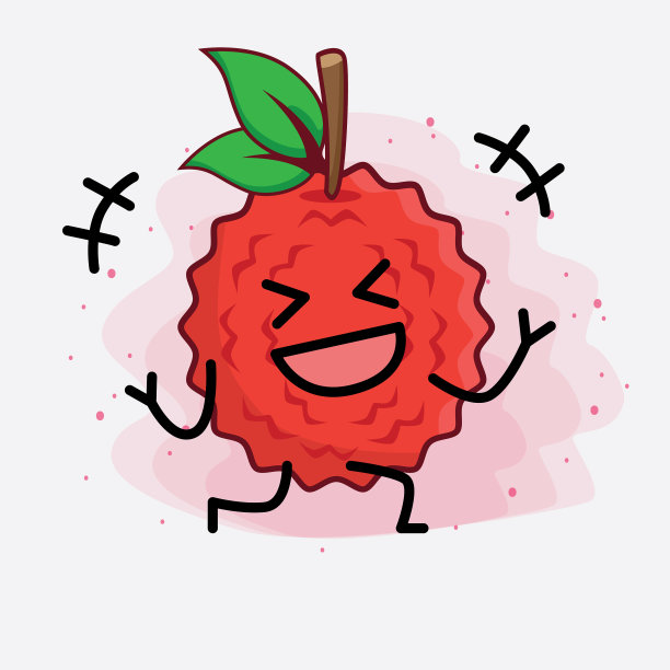 荔枝水果可爱的性格与简单的脸图片下载