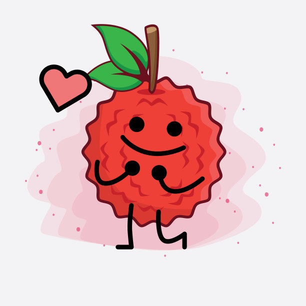 荔枝水果可爱的性格与简单的脸图片下载