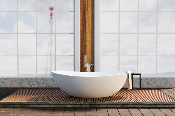 豪华卫生间设计，广角视野图片下载