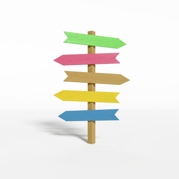 木制的招牌指向不同的方向。十字路口标识。图片下载