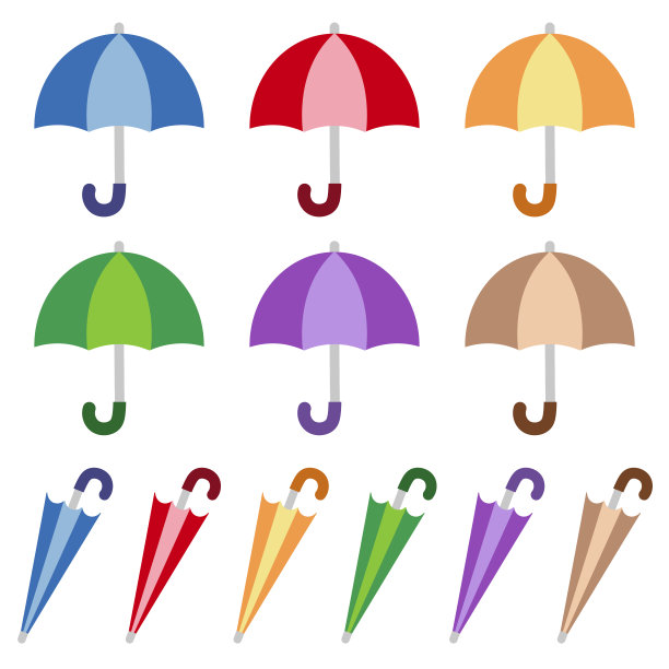 各种颜色的伞的插图图片下载