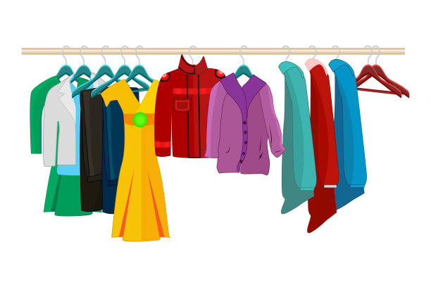 衣架上的衣服孤立在白色背景上图片下载