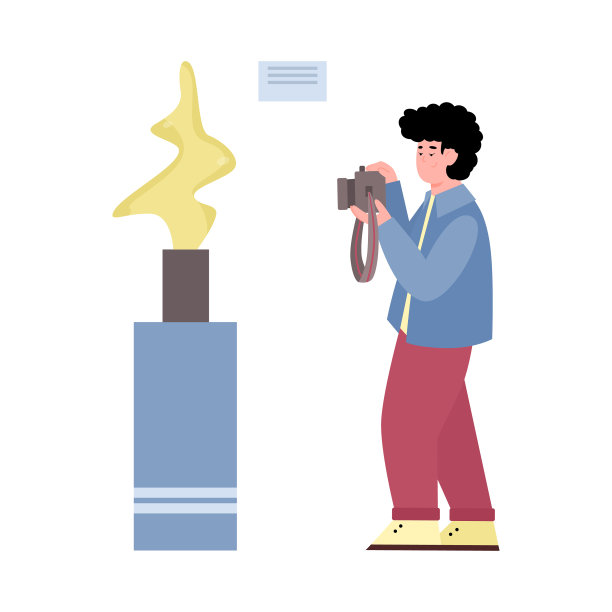 博物馆里的人正在拍摄卡通照片展览图片下载