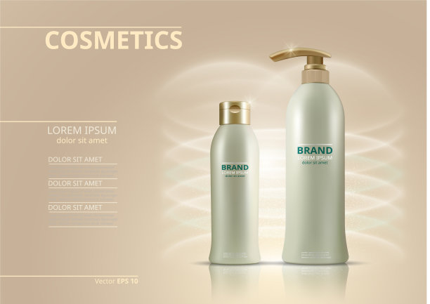 化妆品集逼真的产品包装图片下载