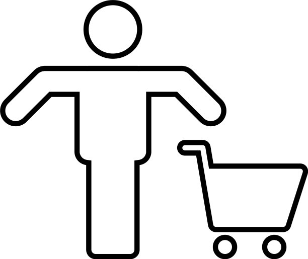 购物车图标中的男性购物轮廓符号图片下载