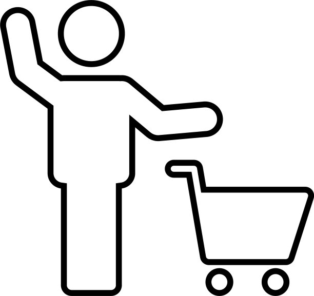 购物车图标中的男性购物轮廓符号图片下载