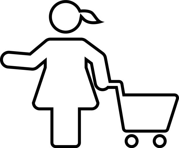 购物车图标女性轮廓符号图片下载