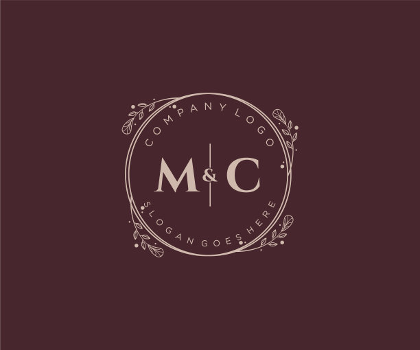 最初的MC字母装饰豪华婚礼标志图片下载