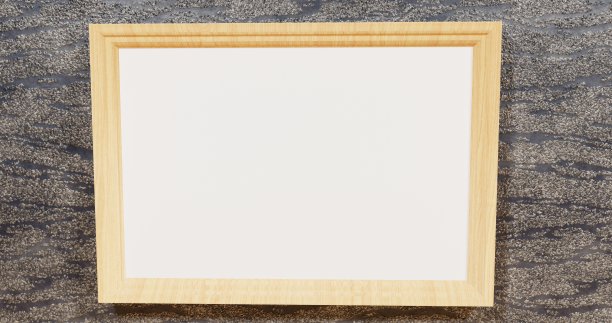 空白画布在木框架上的墙壁3d插图图片下载