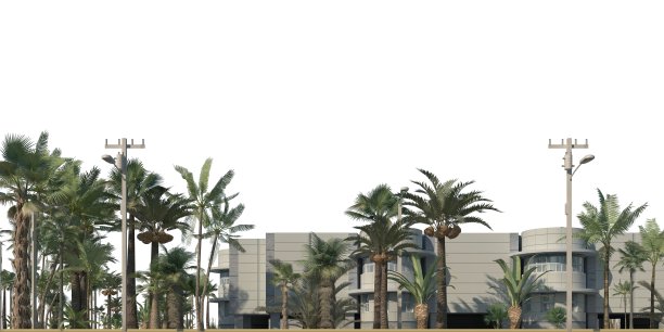 城市景观3d插图孤立在白色背景图片下载