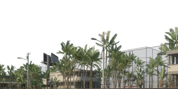 城市景观3d插图孤立在白色背景图片下载