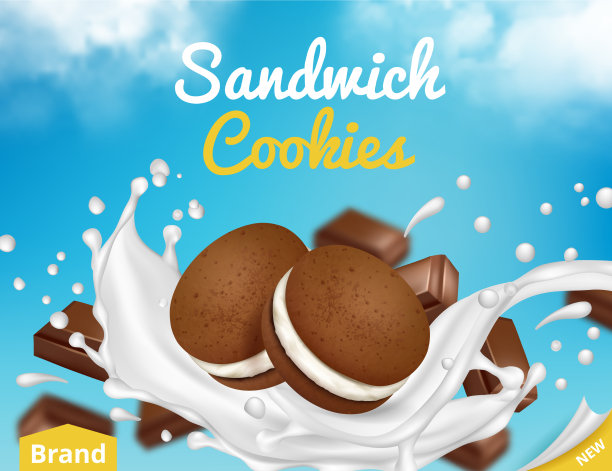 带牛奶的饼干广告带糖饼干的海报图片下载