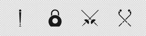 设置棒球棒、壶铃击剑和冰图片下载