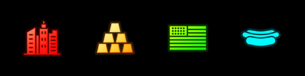 设立城市景观金条美国国旗和图片下载