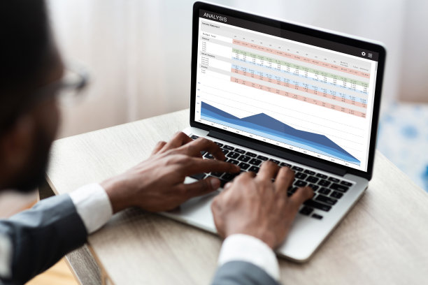 商务分析师研究市场，在办公室使用笔记本电脑图片下载
