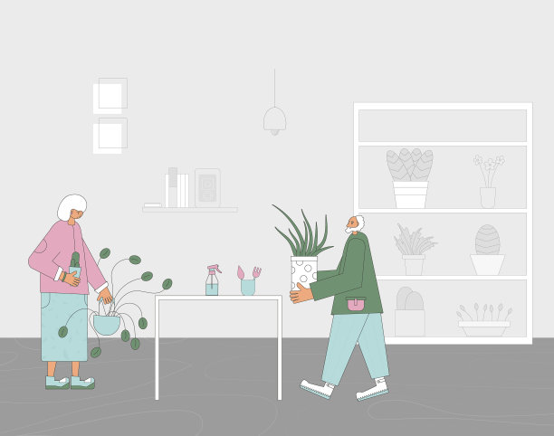 植物爱好者与室内花盆图片下载