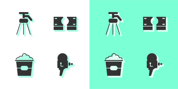 设置复古电影相机三脚架爆米花盒和图片下载