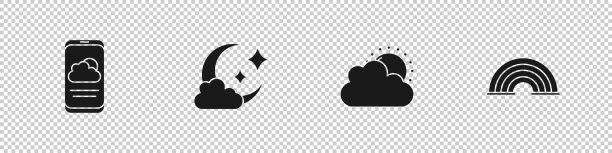 设定天气预报云与月亮和太阳图片下载